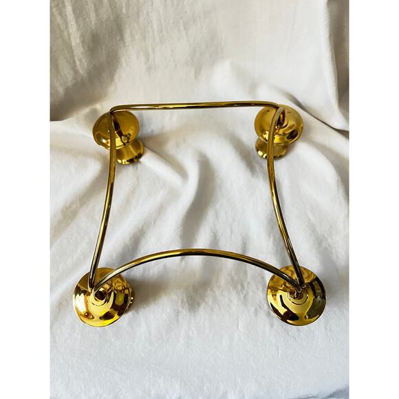 Vintage minimalist  brass 4 candle quartet candle holder dining table home decor - Picture 7 of 11